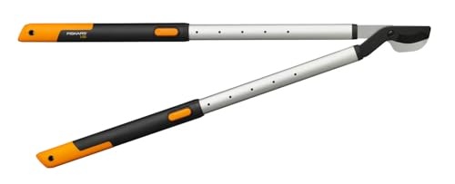 Foarfece telescopice pentru taiere Fiskars SmartFit Bypass pentru lemn proaspat, acoperit antiaderent, otel de precizie calit, lungime maner: 66 - 90 cm, negru/portocaliu, L86, 1013564