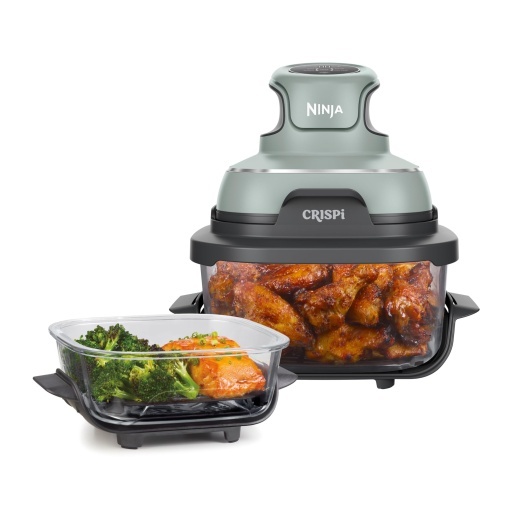 Friteuza portabila Ninja CRISPi Airfryer 38L 4-in-1 prajire cu aer prajire pastrare la cald recrisp compacta 6 portii 2x recipiente si capace detasabi