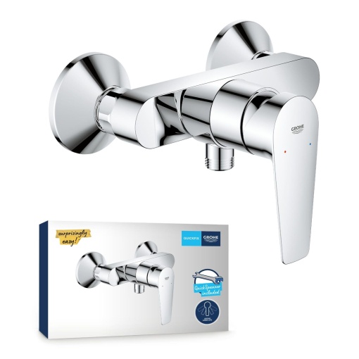 GROHE StartEdge - Robinet de dus cu o singura parghie (cu limitator de temperatura, limitator de cantitate variabila, sigur intrinsec impotriva refluxului, durabil), cromat, 24197001