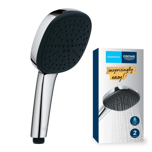 GROHE Vitalio 110 - Dus de mana cu economie de apa - 8l pe minut (2 tipuri de pulverizare, conexiune standard, inel de silicon protejeaza in caz de cadere), unghiular, cromat, 26397001