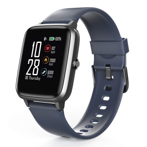 Hama Smartwatch 4900, rezistent la apa (tracker de fitness pentru ritm cardiac/calorii, ceas sport cu pedometru, monitor de somn, control al muzicii, bratara de fitness femei/barbati, 6 zile de viata a bateriei) Albastru