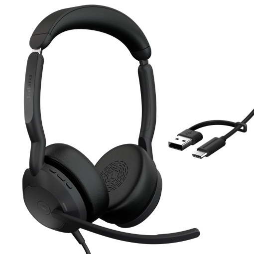 Jabra Evolve2 50 - USB-A/USB-C - casti duble cu fir Certificat pentru Microsoft Teams