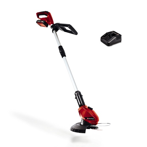 Masina de tuns iarba fara fir Einhell GE-CT 18 Li Kit Power X-Change (Li-Ion, 18V, cap motor rotativ, Flowerguard, incl. 20 de lame din plastic, incl. baterie de 2,0 Ah si incarcator)