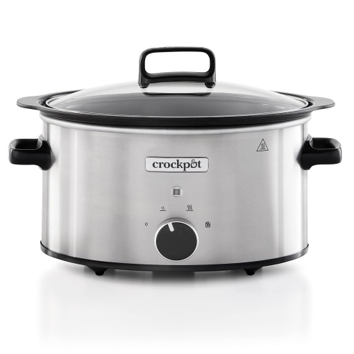 Oala de gatit lent Crockpot | 3,5 litri (3-4 persoane) | Recipiente pentru rumenirea carnii si legumelor | Otel inoxidabil [CSC085X], Cromo