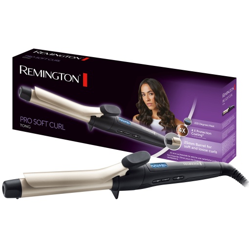 Ondulator Remington Pro Soft Curl CI6325, 25 mm, acoperire cu turmalina ceramica antistatica, negru/crem | 1 pachet