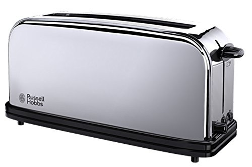 Prajitor de paine Russell Hobbs [fanta lunga pentru 2 felii / 1 felie lata de paine] Victory Stainless Steel (fanta foarte lata pentru paine prajita, incl. accesoriu pentru chifle, 6 niveluri de rumenire + functie de dezghetare si reincalzire) 23510-56