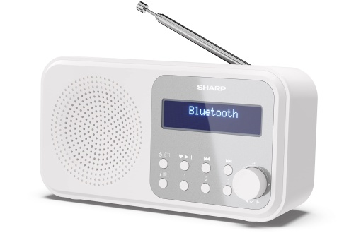 Radio digital portabil SHARP DR-P420 DABDABFM cu RDS USB Bluetooth 50 functii de ceas cu alarma jack de 35 mm alb