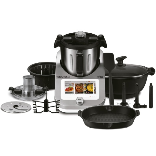 Robot de bucatarie Ufesa TotalChef RK7 cu Wi-Fi, robot de bucatarie multifunctional cu functie de gatit, robot de gatit 30 de functii, 4.5L, ecran tactil de 7 inchi, carte de retete interactiva, exclusiv