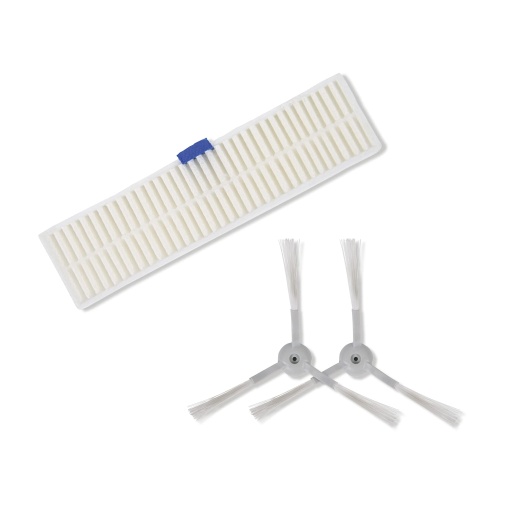 Rowenta ZR740003 Set perii laterale si filtru de inalta eficienta 3 piese | Piesa de schimb originala potrivita pentru aspiratorul robot Explorer 60, alb/gri