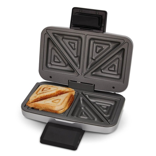 Sandwich maker Cloer 6259 900 W pentru 2 paine prajita impartite in diagonala paine prajita americana umpluturi XXL argintiu