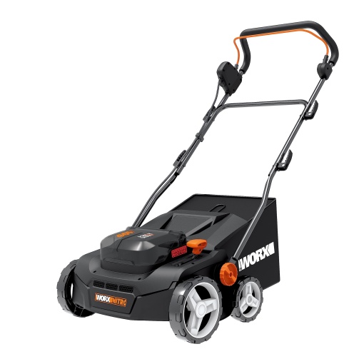 Scarificator si aerator de gazon fara fir WORX Nitro WG855E9 - pana la 400 m2 - latime grebla latime de lucru 36 cm - motor fara perii - reglare inalt