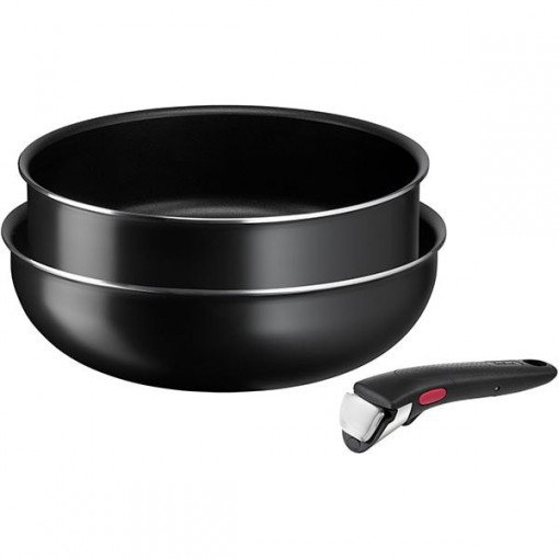 Set oale Tefal Simplifica Easy Cook & Clean 3 piese 24-26cm, aluminiu de calitate, negru