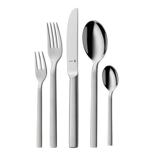 Set tacamuri WMF Lyric Plus 12 persoane 66 bucati 60 bucati cu tacamuri de servire cutit cu maner gol Cromargan Protect partial mat rezistent la zgari