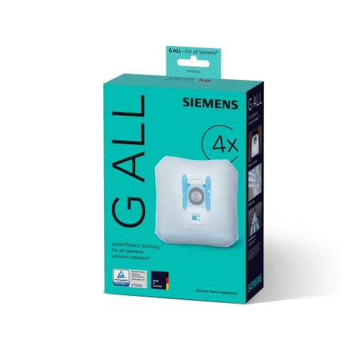 Siemens 4x saci de aspirator powerProtect tip G ALL VZ41FGALL, filtrare a prafului fin 99,9%, performanta de curatare mai mare, durata de viata cu 50% mai mare, potrivit pentru toate seriile, cu exceptia VS08 si VS01