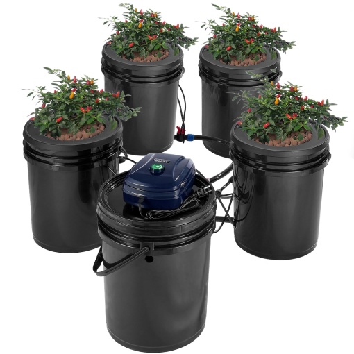 Sistem de cultivare hidroponica VEVOR RDWC kit de cultivare hidroponica cu picurare superioara cultura de apa adanca cu recirculare 4 catarame si 1 re
