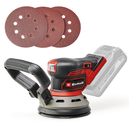 Slefuitor orbital aleatoriu fara fir Einhell Professional TP-RS 18/32 Li BL-Solo Power X-Change (18 V, fara perii, circuit oscilant de 3,2 mm, talpa de slefuit de 125 mm, inclusiv smirghel, fara baterie)