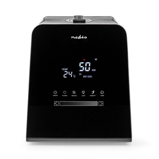 Umidificator Nedis SmartLife 30 W | Cu ceata rece si calda | 5,5 l | Higrometru | Cronometru | Telecomanda | Mod Noapte | Negru