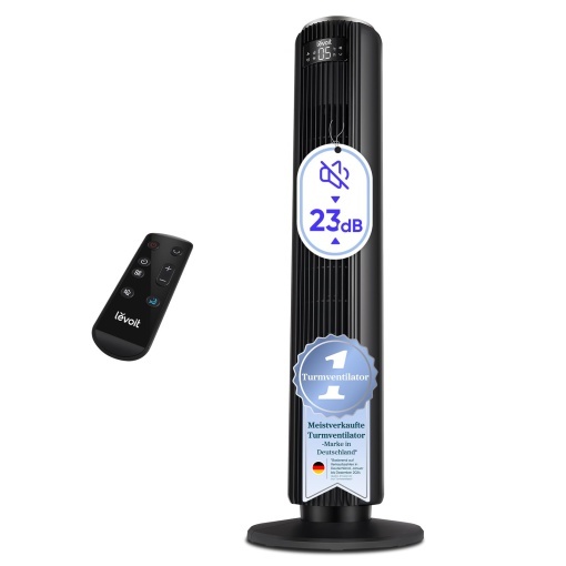 Ventilator turn Levoit 92CM ultra silentios 23dB mod automat si de somn negru