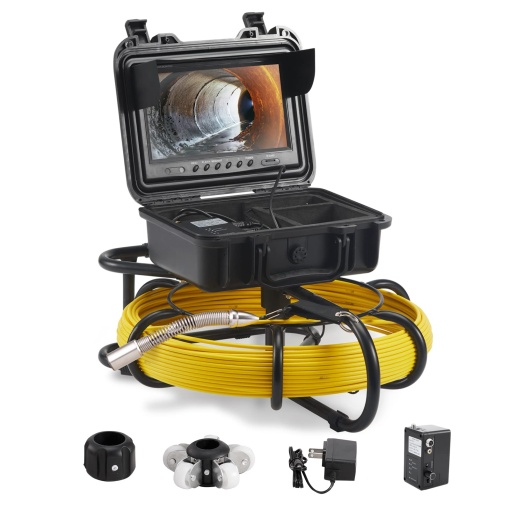 VEVOR 9 "Camera de inspectie 70m Camera de teava 1 Megapixel Camera de canalizare 720P Camera de boroscop 12V 4500mAh Baterie cu litiu 6 ore Camera de inspectie a tevilor IP68 pentru canalizare Sisteme de canalizare Drenuri