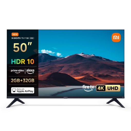 Xiaomi F, 50 inch (127 cm), 4K UHD, Smart TV, Fire TV, Tuner triplu DVB-C/S/S2/T/T2,HDR10, MEMC,Mod Game Boost 120Hz, Control vocal cu Alexa, 2GB+32GB, Compatibil cu Apple AirPlay