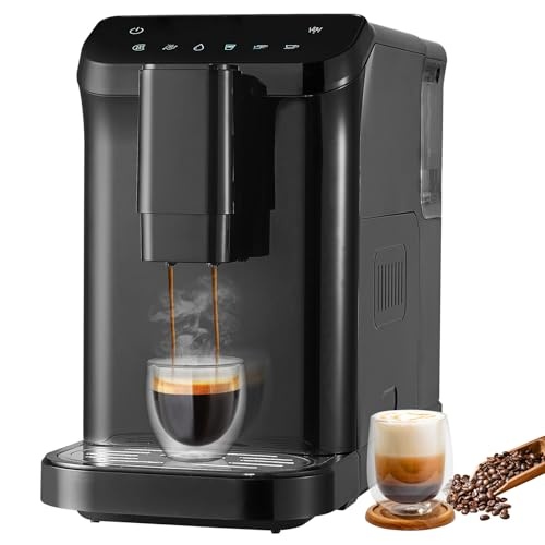 Aparat automat de cafea VEVOR Espressor automat, rasnita incorporata, aparat de cafea cu 15 setari de macinare, espressor profesional cu rezervor de apa de 1,5 litri si recipient pentru boabe de 180 g