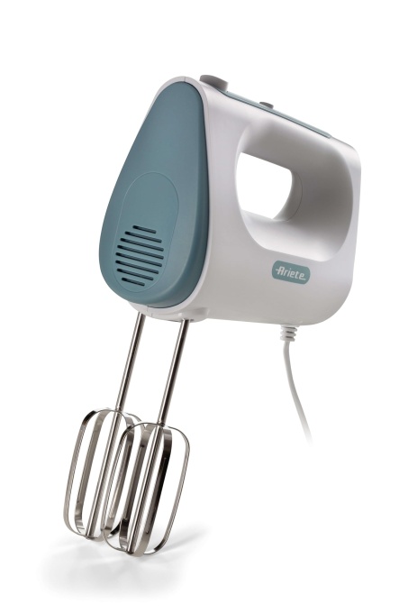 Ariete 1545 Mixer de mana Mic dejun, 450 W, 5 viteze, functie turbo, 2 teluri, alb si albastru din Marea Egee