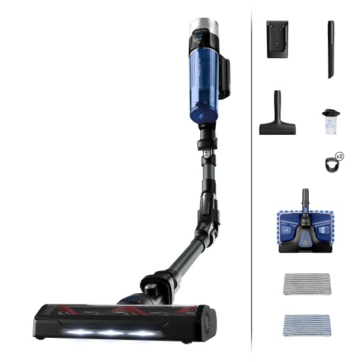 Aspirator fara fir fara fir Rowenta RH20C2 X-Force Flex 9.60 Allergy Aqua | 100 Watt de aer | baterie detasabila | pana la 45 de minute de autonomie | compact | Imbinare flexibila | Duza LED | Albastru/Negru