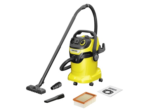 Aspirator umeduscat Karcher WD 5 P V-25522 incl priza filtru plisat plat cutie de filtrare patentata curatare a filtrului sac de filtrare din lana 110