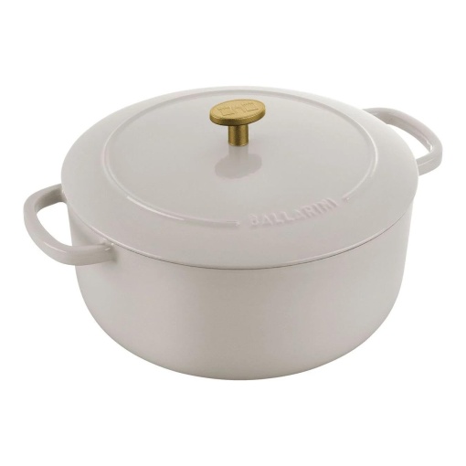 BALLARINI Bellamonte Caserola, tigaie, cuptor olandez, fonta emailata, rotunda, 24 cm, 4 L, alb fildes