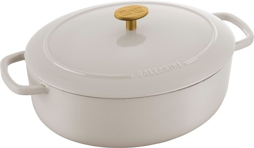 BALLARINI Bellamonte Cocotte, rustic, cratita, emailata, ovala, 31 cm, 5.5 l, alb fildes, alb/fildes