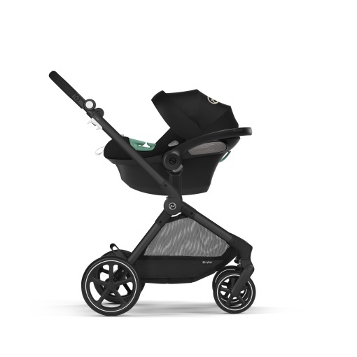 Carucior CYBEX Gold EOS 2 in 1 cu scaun auto pentru bebelusi Aton B2 i-Size si adaptor pentru scaun auto pentru bebelusi, sistem de calatorie, de la nastere pana la 22 kg (aprox. 4 ani), negru luna (negru)