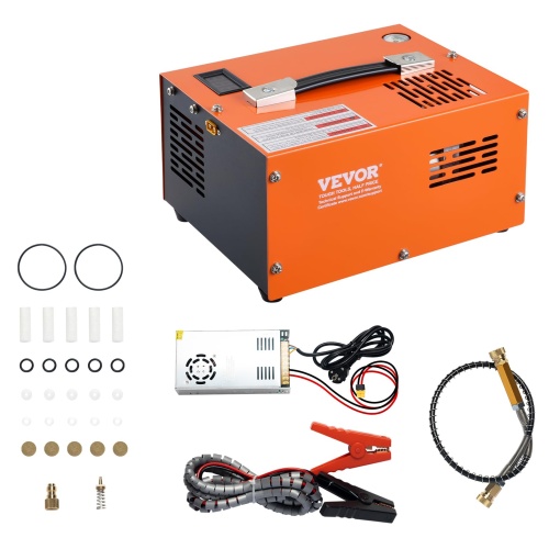 Compresor VEVOR PCP 30Mpa4500 PSI Compresor de aer 05L Compresor PCP portabil DC12V si AC115V 25min Pompa de aer cu ciclu de functionare 500W Converto
