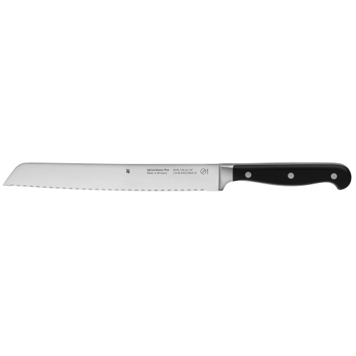 Cutit de paine WMF Top Class Plus cu margine zimtata dubla 31,5 cm, cutit pentru chifle, fabricat in Germania, taietura de performanta, maner XL, cutit de paine cu margine zimtata, lama 20 cm