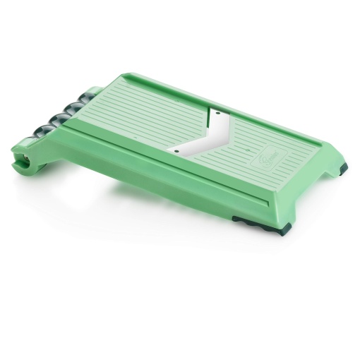 Genius Nicer Dicer Chef Speed Slicer Feliator reglabil incl. buncar la indemana (2 bucati) - pentru taierea feliilor subtiri (1-5mm) - Feliator de castraveti Feliator de legume Feliator de legume, verde