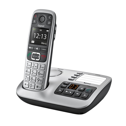 Gigaset E560A - Telefon DECT fara fir pentru seniori - Receptor cu robot telefonic - Afisaj color - Functie hands-free, butoane mari, Telefon cu buton SOS, Telefon analogic, platina [Versiunea germana] - Img 1