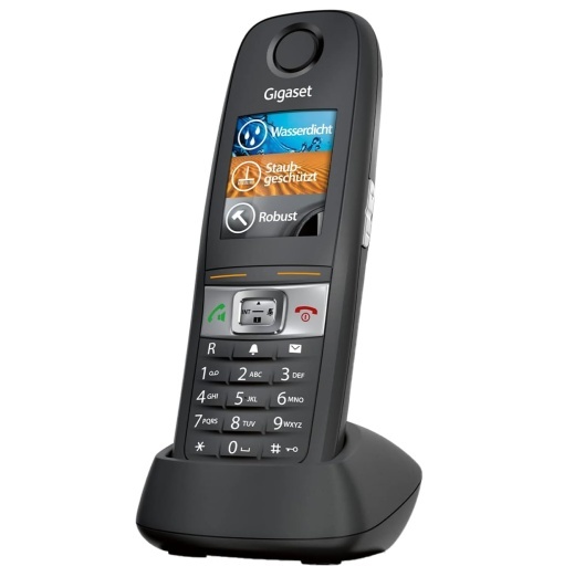 Gigaset E630 - Telefon robust fara fir DECT - Receptor pentru atelier - rezistent la socuri, praf si hidrofug (IP65) - alarma de vibratii - control volum, negru [versiunea germana]