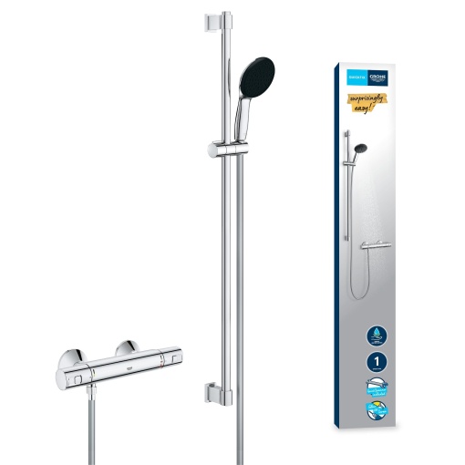 GROHE Precision Trend set de dus cu termostat cu economie de apa 8 l pe minut robinetul de dus mentine temperatura constanta cap de dus 3 tipuri de pu