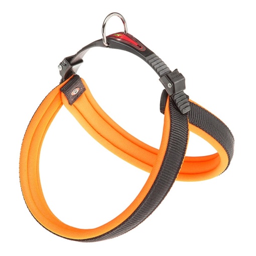 Hamul Ferplast pentru Caini Medii AGILA Fluo 3 Hamul pentru Caini cu Captuseala Moale Sistem de Eliberare Rapida si Fixare Circumferinta Pieptului 42-