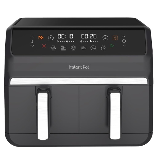 Instant Pot - Friteuza cu aer Vortex Dual Truffle Grey - Mare 8L Dimensiune familiala Dublu Cosuri duble de 4L 8 in 1 - Deshidratare Gratar Coacere Pr