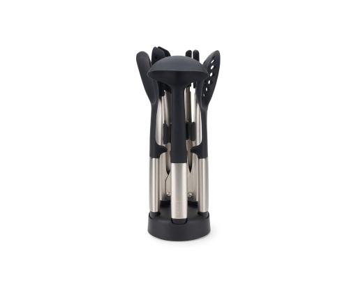 Joseph Joseph Elevate Fusion Ustensile de bucatarie Silcone din 5 piese cu suport compact, set de gadgeturi de bucatarie, fara BPA, rezistent la caldura, set de linguri de gatit antiaderente, manere ponderate din otel inoxidabil