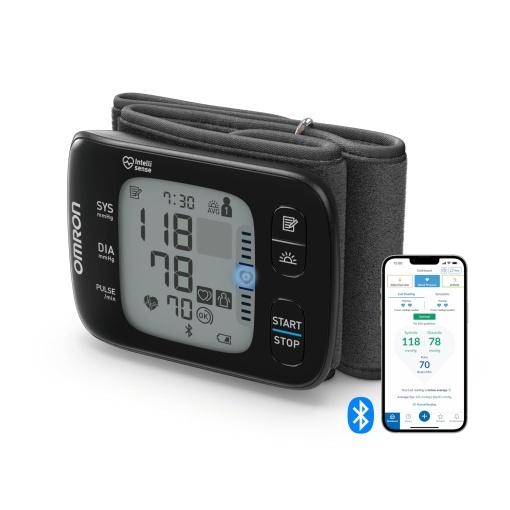 OMRON RS7 Intelli IT, tensiometru digital la incheietura mainii, castigator al testului Stiftung Warentest 09/2020, validat clinic - chiar daca sunteti supraponderal, compatibil cu Bluetooth si smartphone