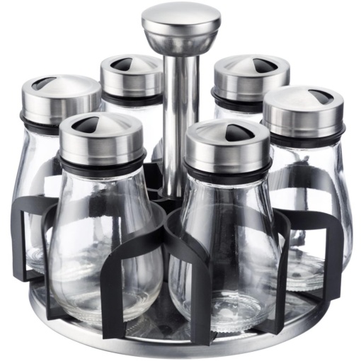 Organizator condimente Westmark Lissabon 7 piese rotativ 360deg borcane 125 ml