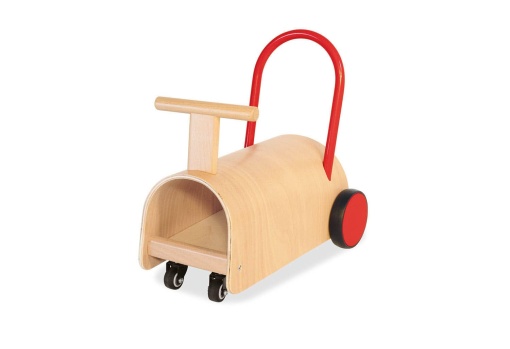 PINOLINO Enzo Premergator pentru copii si masina cu masina, lemn, natural/rosu, pentru copii mici de la 1 an