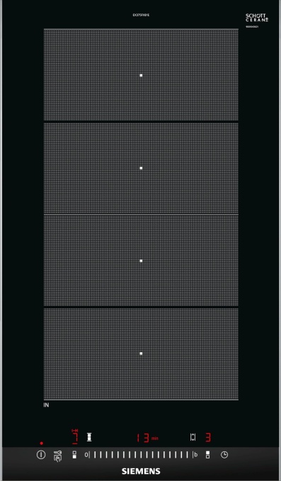 Plita cu inductie Siemens EX375FXB1E IQ 700 Domino latime de 30 cm scaune varioFara inductie niveluri de putere prestabilite powerMove Plus gatit mai