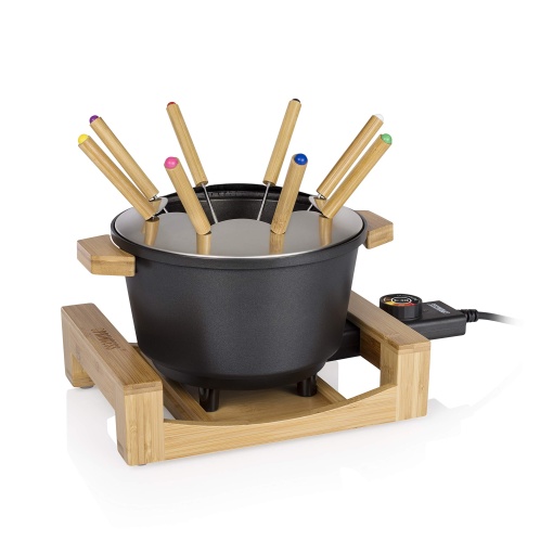 Princess Bamboo Fondue Pure Black - potrivit pentru pana la 8 persoane, 800 wati, capacitate de 1,5 L, curatare usoara, 173025