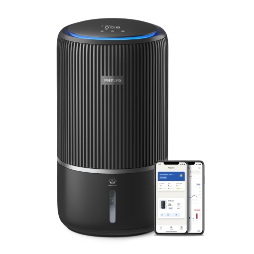 Purificator de aer si umidificator 2 in 1 Philips seria 3400, HEPA NanoProtect + filtru cu carbune activ, umidificare igienica a aerului la 650 ml/h, CADR 300 m3/h pentru 78 m2 (AC3421/13)