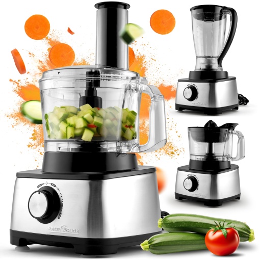 Robot de bucatarie ProfiCook(r) 3 in 1 | Blender, robot de bucatarie si storcator | 1200W | pentru feliat, razuit si framantat | Deschidere de reumplere | Viteza continua | incl. 11 accesorii | PC KM 1063