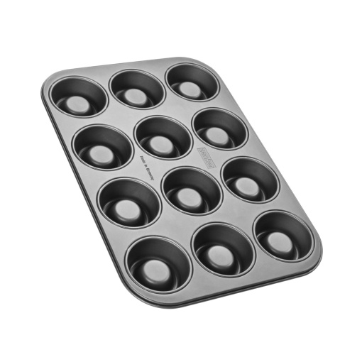 Set de 12 tavi de copt Zenker Cup-Cake - Acoperire antiaderenta premium, pentru cupcakes perfecte, 385x265x30mm, rezistent la caldura pana la 230degC, negru