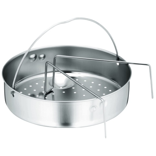 Set de accesorii pentru oale sub presiune WMF 2 bucati, insertie perforata cu bara de insertie, pentru oale sub presiune 3.0 - 8.5l, otel inoxidabil Cromargan, poate fi spalat in masina de spalat vase