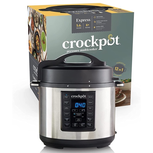 Soba Crock-Pot Express | Multicooker programabil 12 in 1 cu aragaz lent si functie de abur si sotare | 5,6 litri (6-7 persoane) | Otel inoxidabil [CSC051X]
